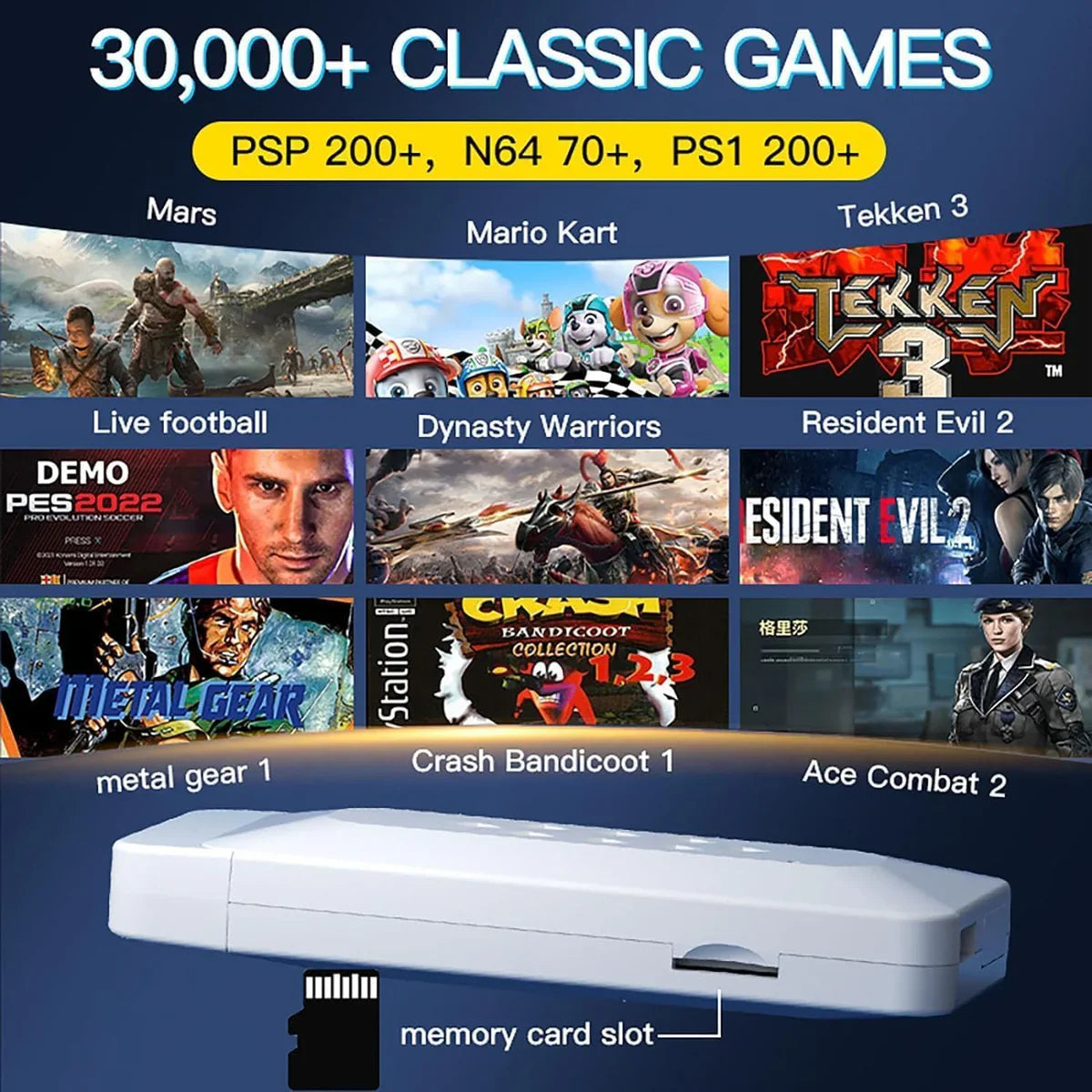 M22 64GB Retro Game Stick – 50,000+ Games | 1080P HD | 52 Emulators | Classic Edition